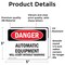 Signmission Automatic Equipment Start Without Warning Danger Sign, Vinyl Decal, 5in W x 3.5in L, 2PK OS-2PACK-DS-D-35-L-1846 - alternate 5